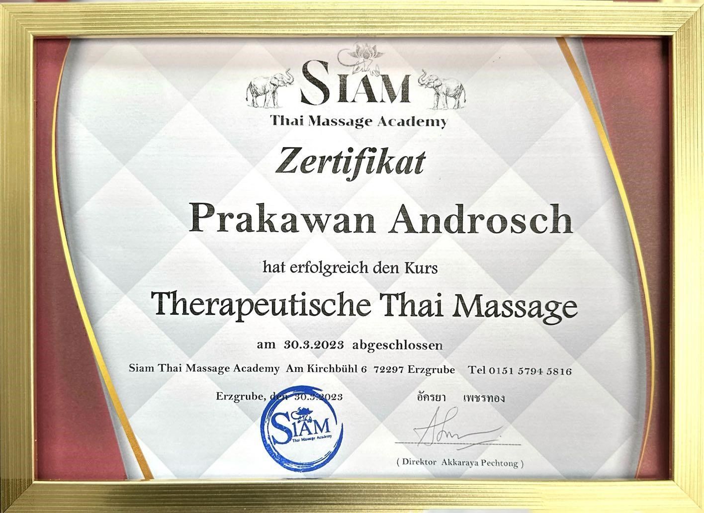 Zertifikat Therapeutische Thai Massage