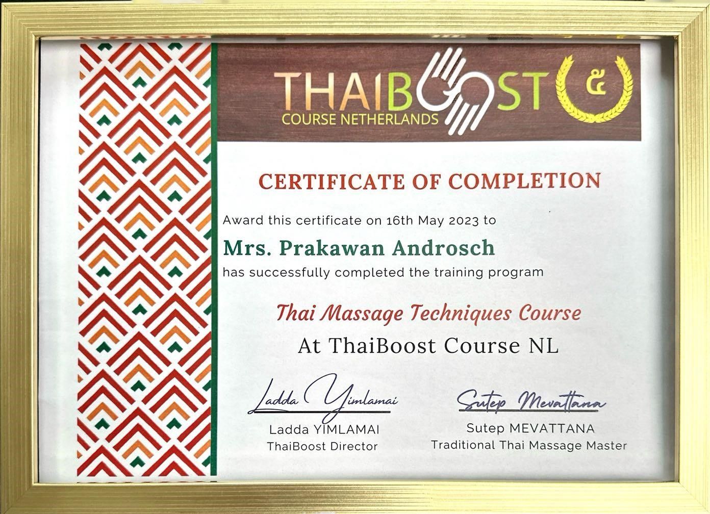 Zertifikat Thai Massage Techniken