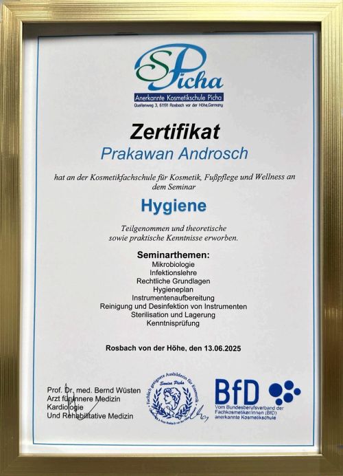 Hygienezertifikat von Lotus Thai Massage in Neunkirchen-Seelscheid