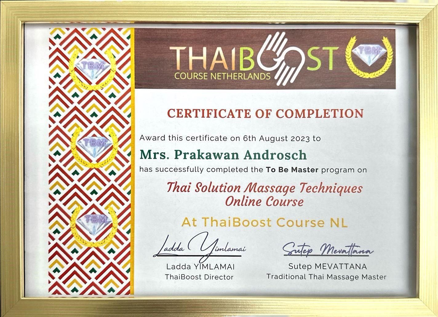 Zertifikat Thailandische Losungsmassage Techniken