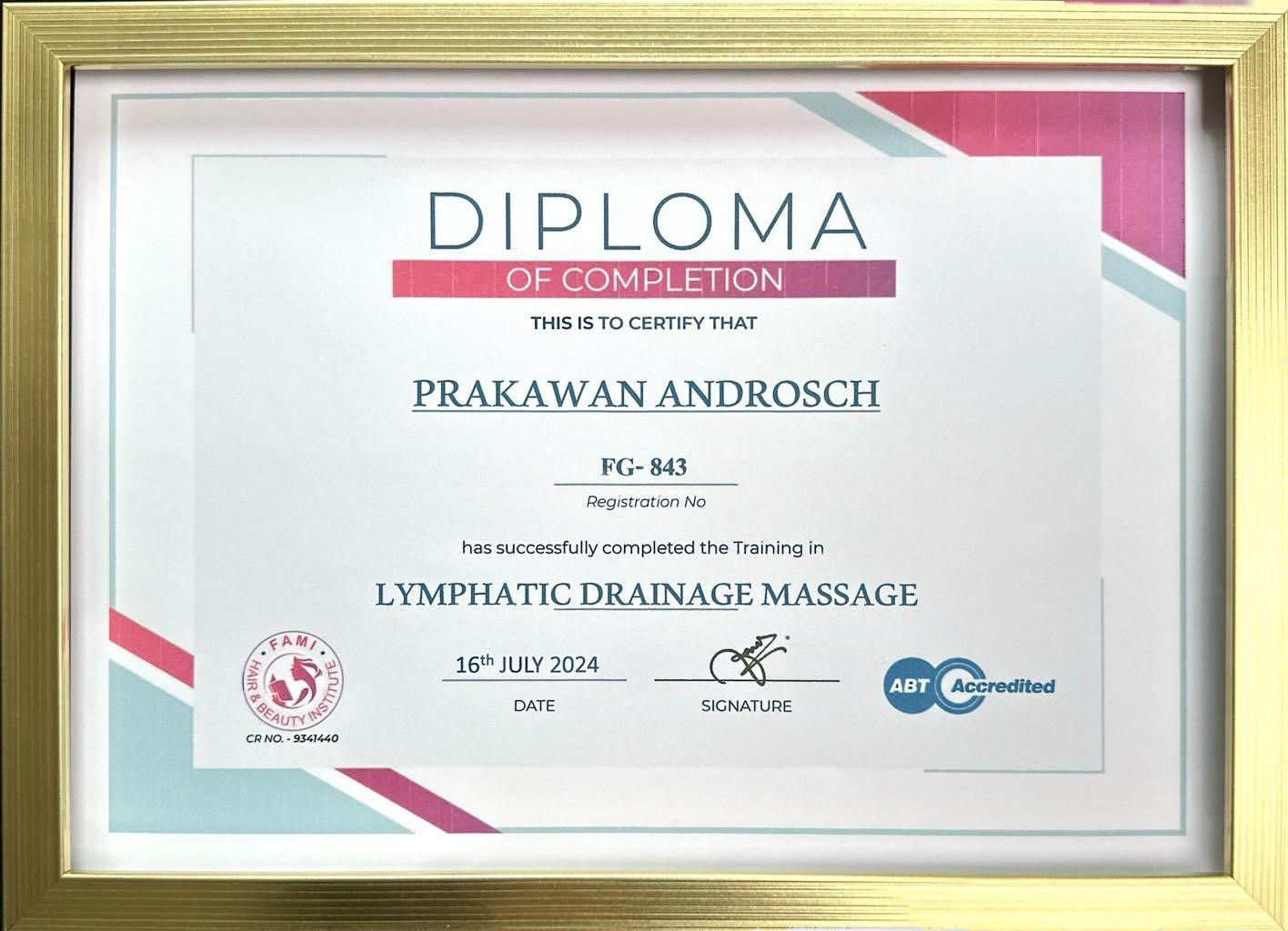 Zertifikat Lymphdrainage